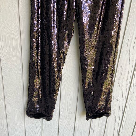 Anthropologie Dance & Marvel Black Sequin Tuxedo Pants – Large - Picture 6 of 7